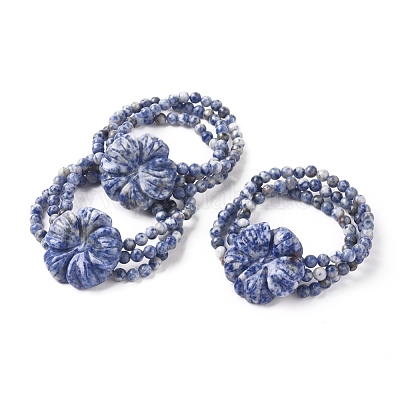 Натуральные натяжные многонитевые браслеты из содалита BJEW-L672-A03-1