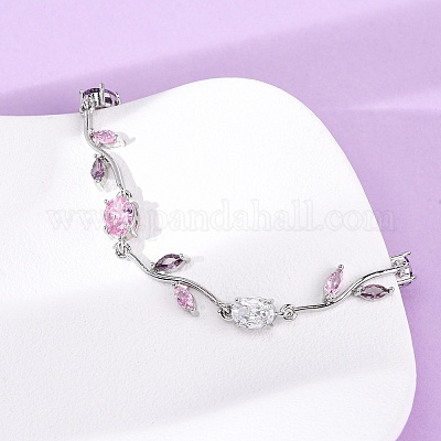 Браслеты из латуни с микропаве и фианитами для женщин BJEW-H209-03P-1