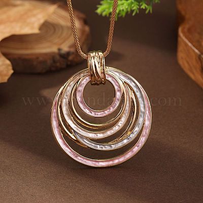 Многокольцевые эмалевые ожерелья из цинкового сплава для женщин FS-WG47317-02-1