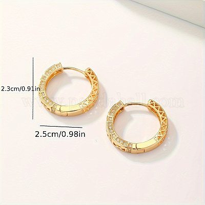 Серьги-кольца из латуни с прозрачным фианитом BG2697-1