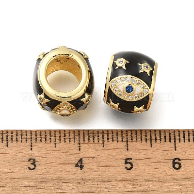 Реечное покрытие латунь микро паве кубический цирконий европейские бусины KK-Z086-28G-02-1