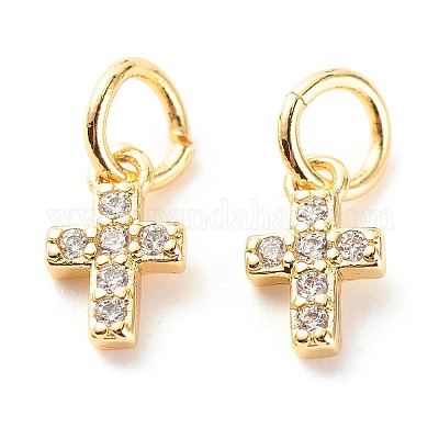 Латунные микропаве прозрачные подвески с фианитом X-ZIRC-P094-18G-RS-1