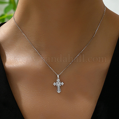 Минималистичное серебряное ожерелье с подвеской в виде креста S925 с цирконом для женщин. HG0576-1