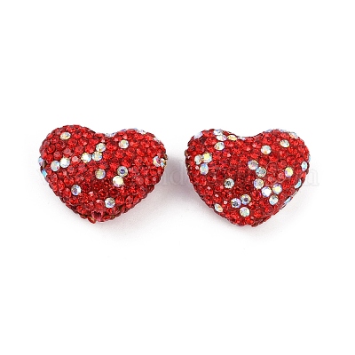 Бусины из полимерной глины в форме сердца со стразами CLAY-NH0002-01B-1