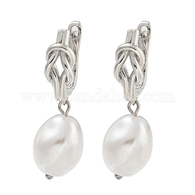 Серьги-кольца из латуни с узлом стойки EJEW-C102-28B-P-1