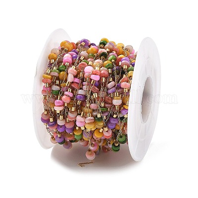 Цепи из ракушек и овальных бусин из нержавеющей стали 304 CHS-K021-09G-02-1