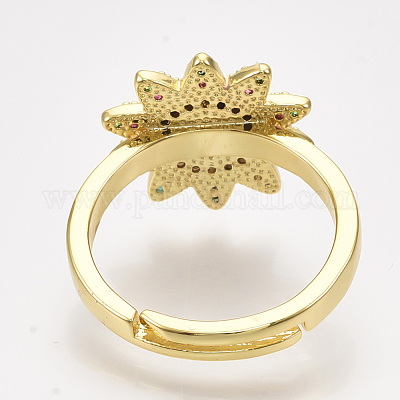 Регулируемые латунные кольца из микро-паве циркония RJEW-S044-024B-1