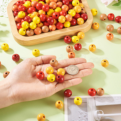 240шт 6 цвета натуральные деревянные бусины WOOD-TA0002-74D-1