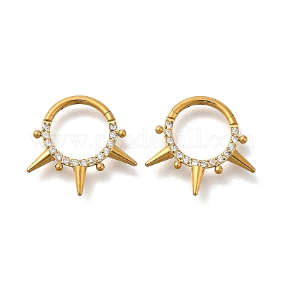 Кольца для носа в форме кольца из нержавеющей стали 304 с микропаве из прозрачного кубического циркония AJEW-D306-10G-1