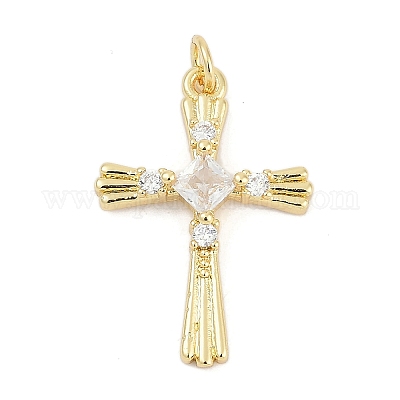 Латунные микропаве прозрачные подвески с фианитом KK-G522-51G-02-1