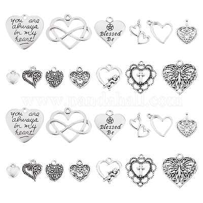 10pcs Love Heart Pendant For Necklace Earrings Bookmark Valentine DIY Jewelry  Making Bracelet Charms For Mother's