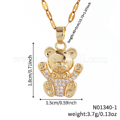Милые романтичные праздничные подвески в виде медведя из латуни с прозрачным кубическим цирконием QG0958-1