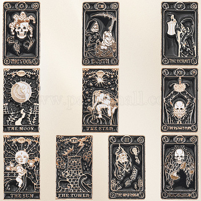 10 шт. 10 стиля эмалевых булавок Таро JEWB-SC0001-72-1