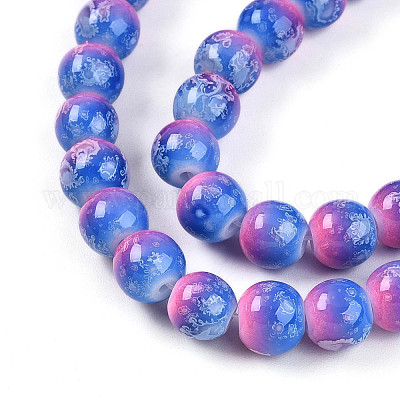 Выпечка окрашенные стеклянные бусины пряди DGLA-N008-8mm-02-1