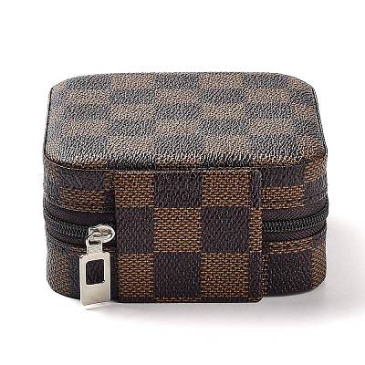 Коробки на молнии для хранения ювелирных изделий из искусственной кожи в клетку тартан PAAG-PW0007-01A-1