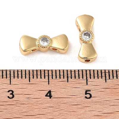 Многожильные звенья с бантом из латуни и прозрачным фианитом KK-B102-37A-01G-1