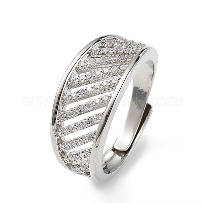 Прозрачное кубическое циркониевое полое регулируемое кольцо RJEW-L100-023P-1