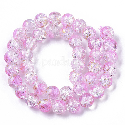 Прозрачные окрашенные распылением кракле стеклянные бусины GLAA-N035-03D-A10-1