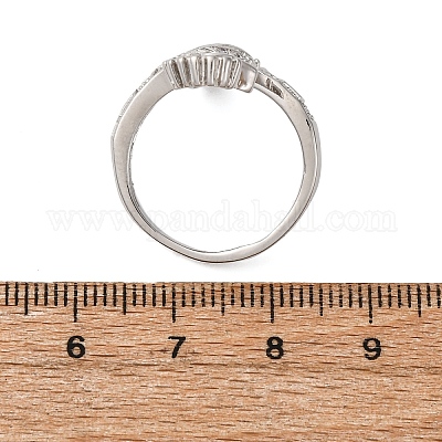 Латунные микропаве кубические цирконии регулируемые открытые манжеты кольца для женщин RJEW-A072-03P-1