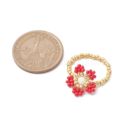 Круглые бусины с кольцами из бусин из драгоценных камней RJEW-MZ00015-05-1