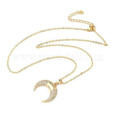 Ожерелья с подвеской из латуни с микропаве и прозрачным кубическим цирконием для женщин NJEW-S449-01A-G-1