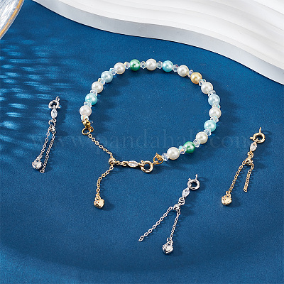 4 шт. двухцветный удлинитель цепи из сплава и латуни с кубическим цирконием FIND-PH0017-99-1