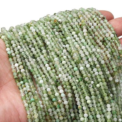 Натуральные хризопразные бисерные пряди G-RM2025-A39-3mm-1