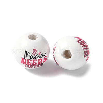 Тема дня матери печатные деревянные европейские бусины WOOD-F016-06-1