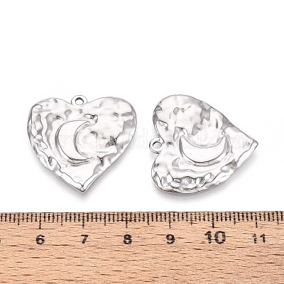 Сердце из текстурированной нержавеющей стали 304 с подвесками в виде луны STAS-T067-33P-1