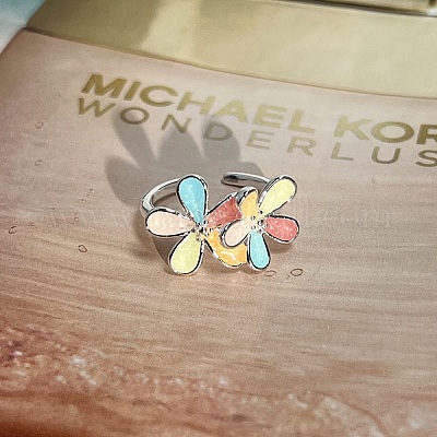 Регулируемые латунные эмалевые манжеты с открытыми кольцами RJEW-P172-04A-P-1