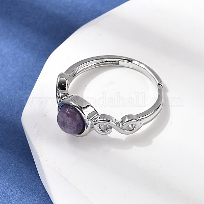 Кольца из натурального чароита RJEW-A084-04P-07-1