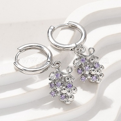 Латунные кубических серьги циркония обруч EJEW-Q015-02P-D-1