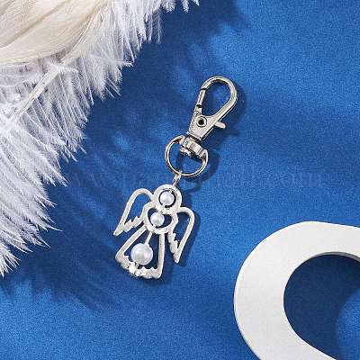 Подвеска в виде ангела из сплава и стекла с жемчугом HJEW-JM03492-1