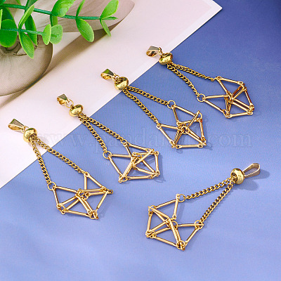 10 шт. подвески-мешочки в технике макраме из латуни и нержавеющей стали 304 PALLOY-TAC0196-1