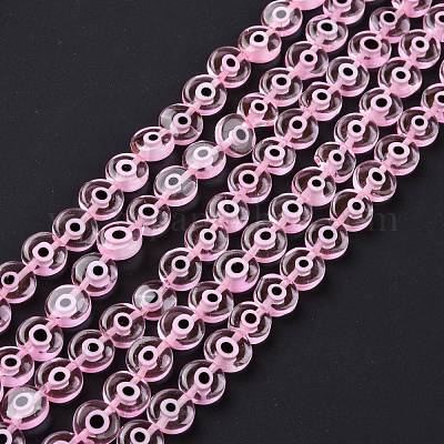 Ручной сглаза Lampwork плоские круглые пряди шарик LAMP-L058-10mm-24-1