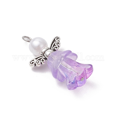 Прозрачные стеклянные бусины с круглыми бусинами из АБС-пластика PALLOY-JF03628-1