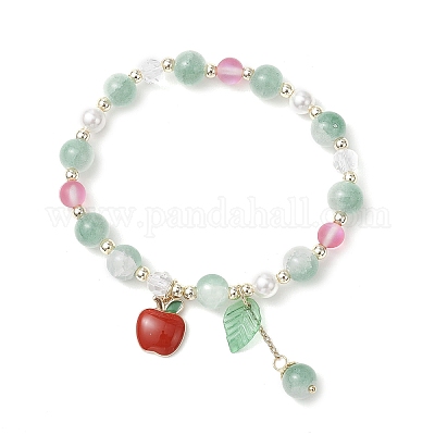 Браслеты из синтетического лунного камня и стеклянных круглых бусин BJEW-JB11858-03-1