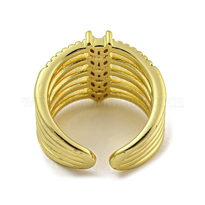 Манжеты из латуни с микро паве кубический цирконий для женщин&nbsp;LS-RJEW-E294-04G-03-1