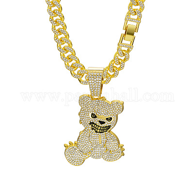 Мужские кубинские звенья цепи с подвеской в виде медведя из цинкового сплава FS-WGDB54B-04-1