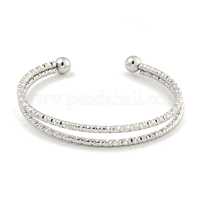 Не тускнеющий текстурированный браслет-манжета из нержавеющей стали 304 для женщин BJEW-P331-16P-1