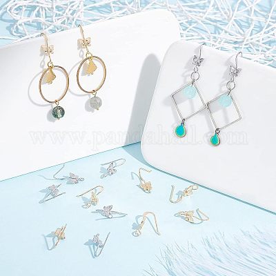 32 шт. 2 цвета латунные крючки для серег&nbsp;KK-FH0003-04-1