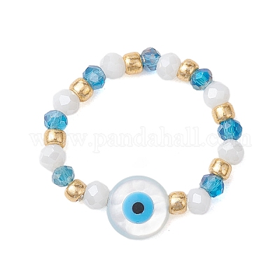 Стрейч-кольца из стеклянных бусин для женщин RJEW-JR00704-1