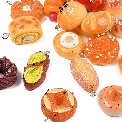18 шт. 3 стиля подвески из непрозрачной смолы с имитацией еды RESI-FP0001-37-1
