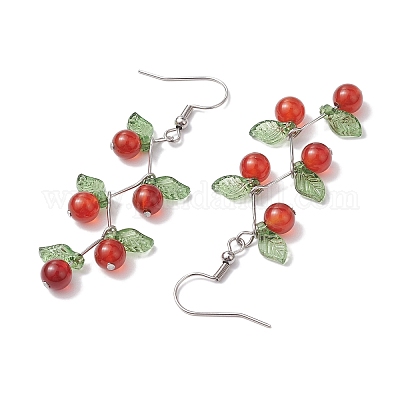 3 пара серег с подвесками из фруктов и акрила EJEW-TA00472-1