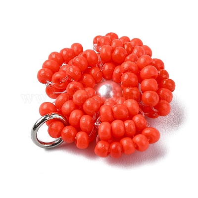 Подвески из стеклянных бусин в виде маргариток PALLOY-MZ00462-05-1