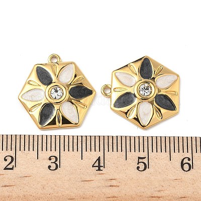 Подвески-цветы из нержавеющей стали 304 с эмалью и стразами STAS-U057-04G-01A-1