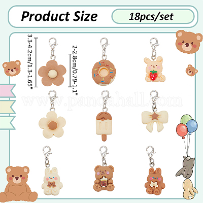 Маркеры для закрепки стежков с подвеской из смолы в виде цветка/леденца/бантика HJEW-AB00658-1