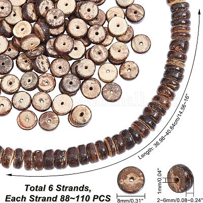 6 нить натуральных кокосовых бусин-рондель COCB-FH0001-03-1