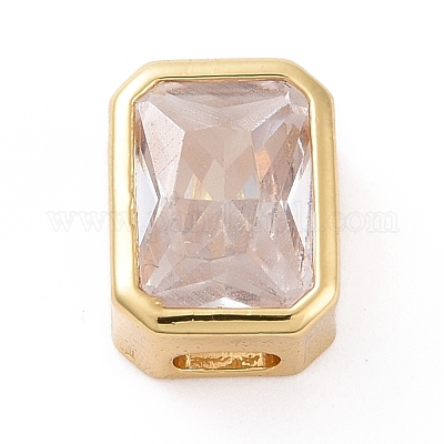 Экологически чистые латунные бусины из прозрачного кубического циркония KK-D079-25G-1