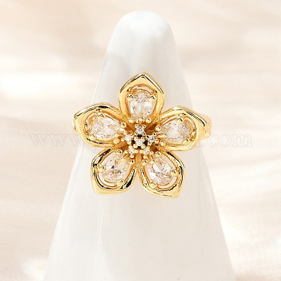 Кольца-манжеты из латуни с микропаве из прозрачного кубического циркония RJEW-S633-02G-1